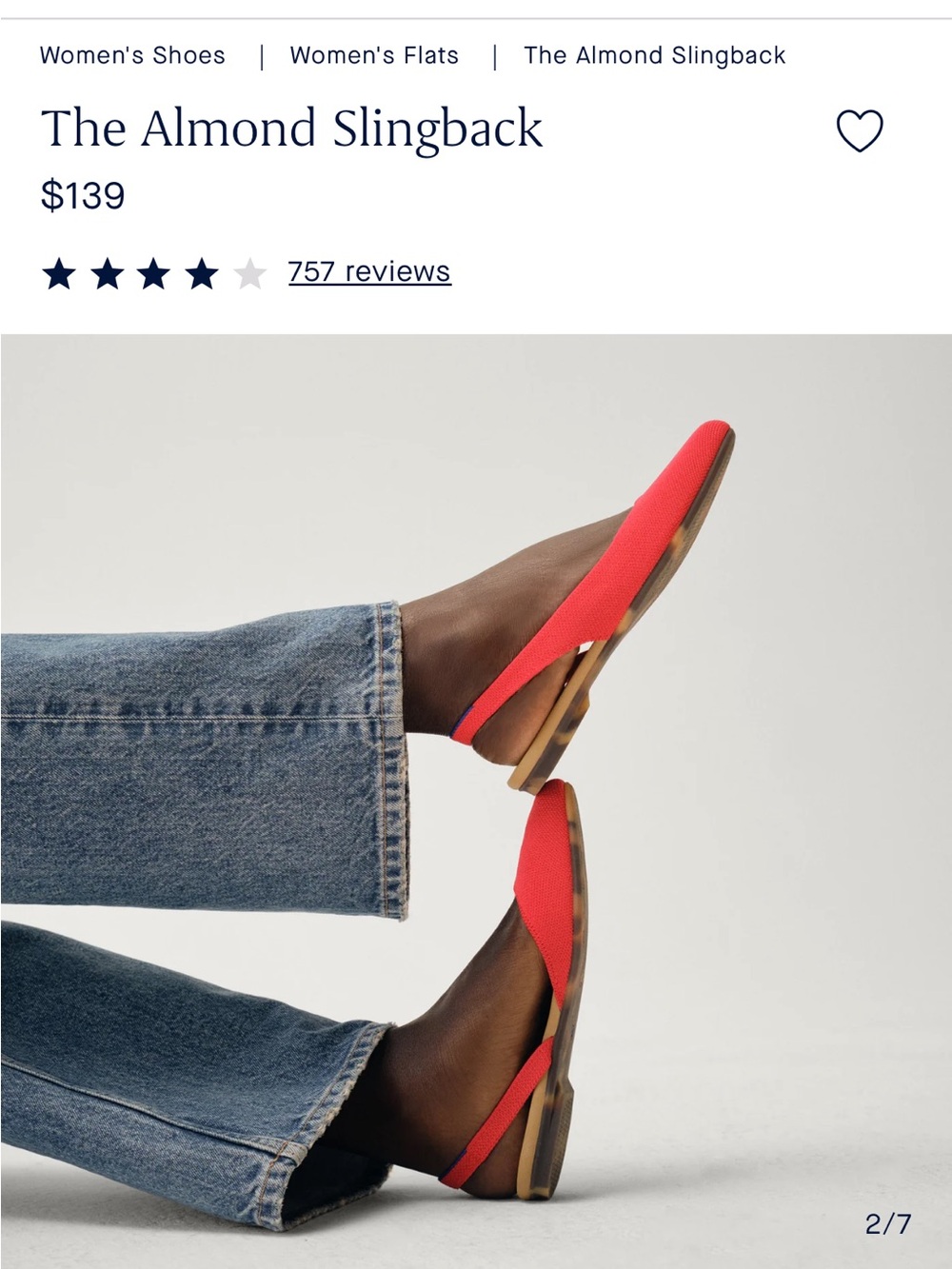 Rothy's Women's Red Slingback Flats - Picture 8 of 9